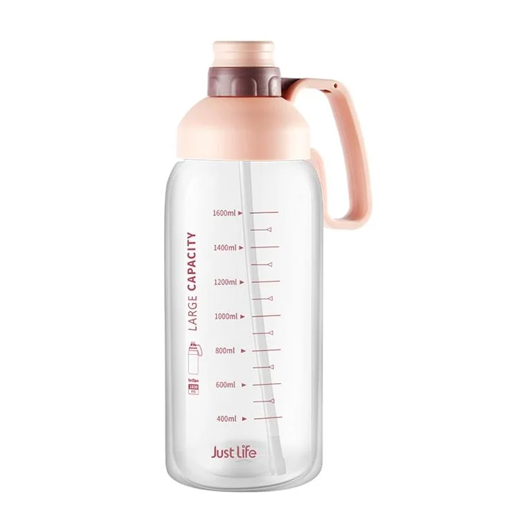 1.8L Plastic Water Cup With Scale Large Capacity Portable Straw Space Cup Outdoor Sports Bottle
