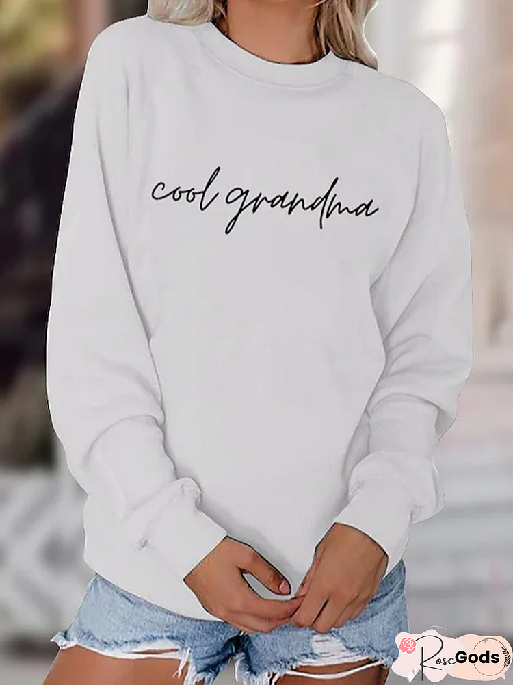 Text Letters Crew Neck Casual Sweatshirts