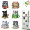 6Pcs Weihnachtstasse Katze - 5d DIY Handwerk Aufkleber Magnet