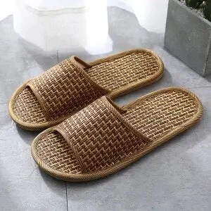 Four Seasons Rattan Female Slippers Non-Slip Bamboo Woven Couple Models Home Soft Slippers Indoor Wooden Floor Women Slippers