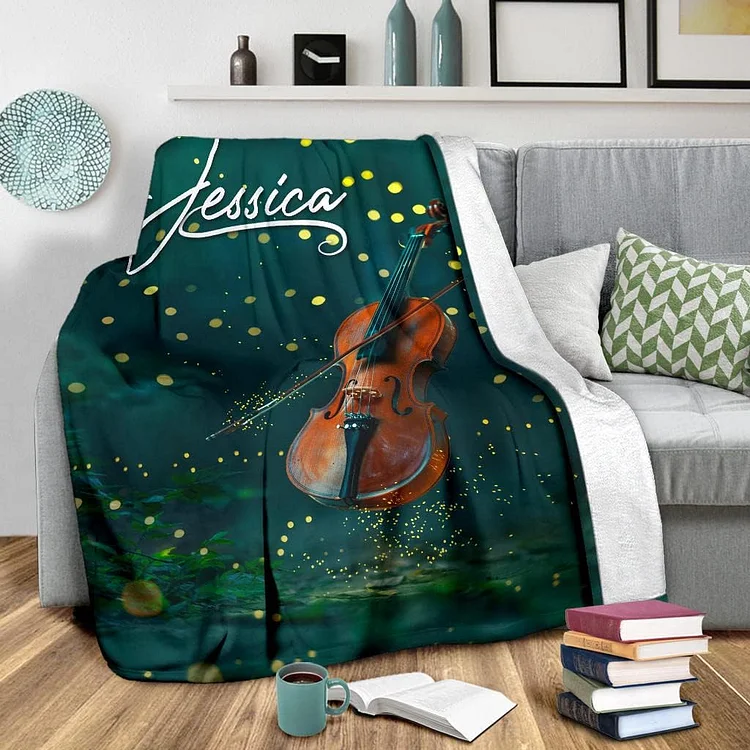 Personalized Violin Blanket For Comfort & Unique|BKKid407[personalized name blankets][custom name blankets]