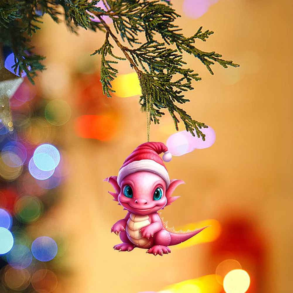 Statue Of Baby Dragon Acrylic Handmake Dinosaur Figurines Cartoon (Pink)