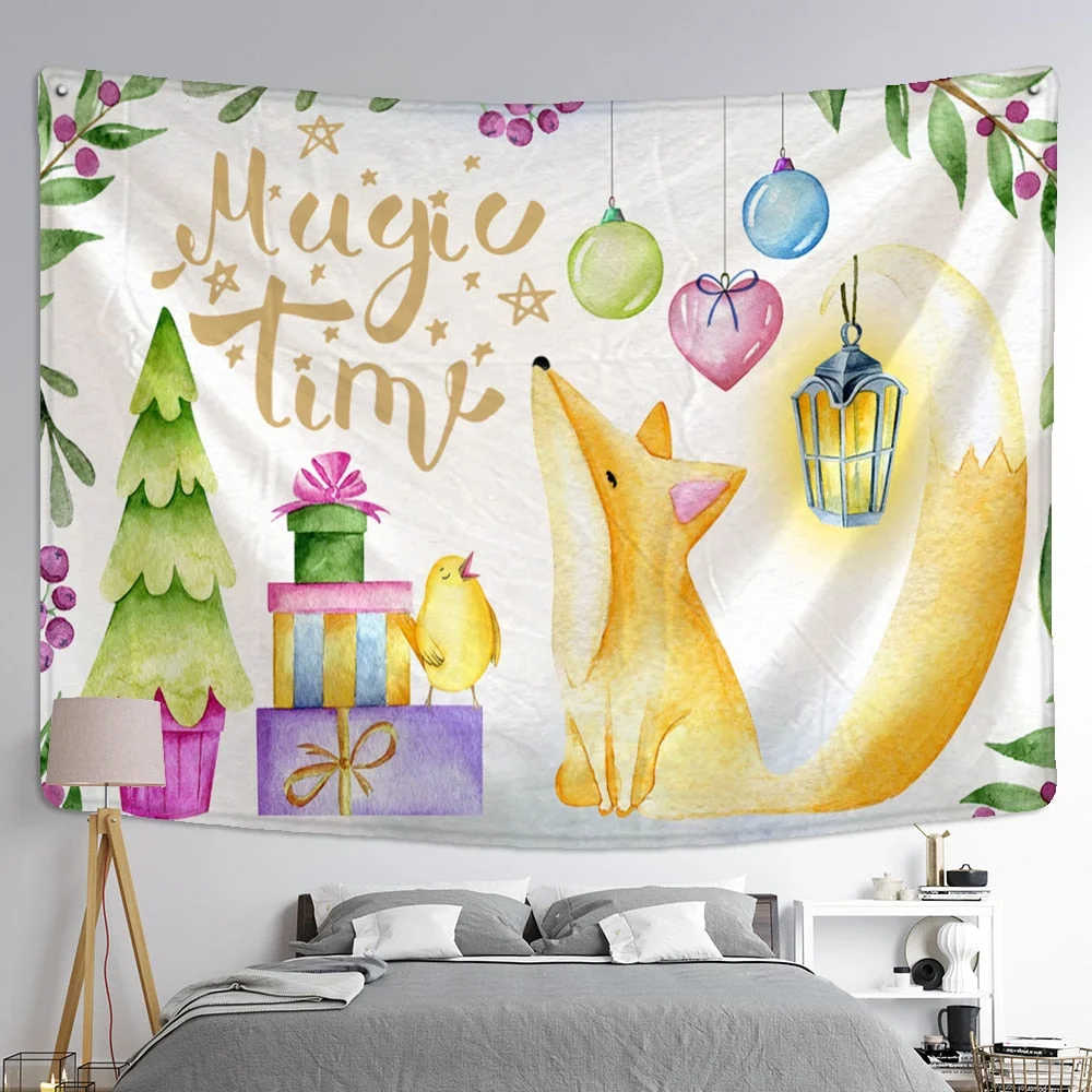 Zoo Cartoon Illustration Tapestry Wall Hanging Witchcraft Psychedelic Tapiz Hippie Cute Children Room Home Decor