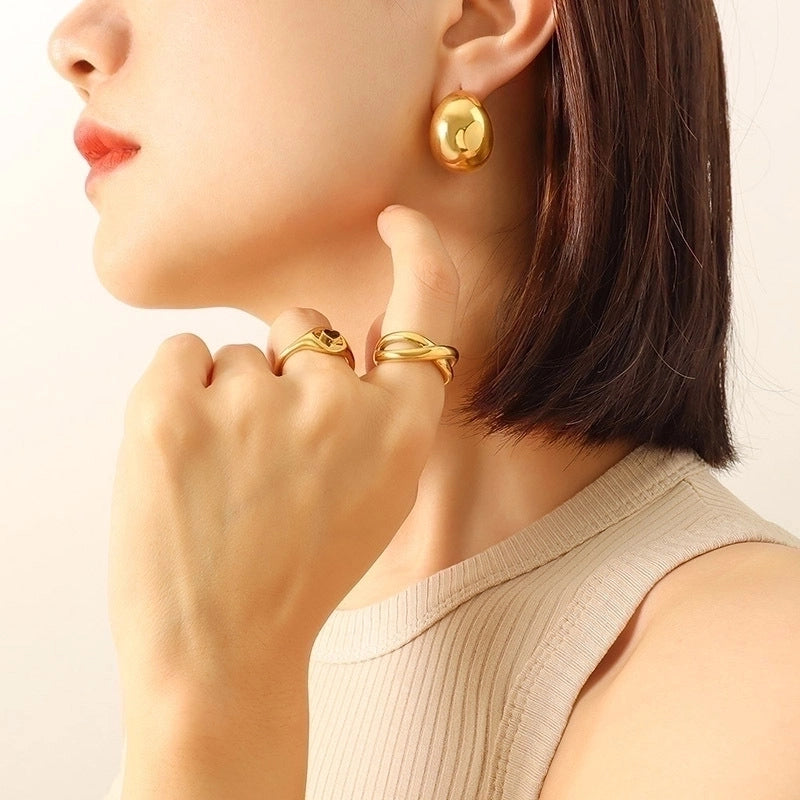 Fashion Geometric Plating 304 Stainless Steel Titanium Steel No Inlaid 18K Gold Plated Earrings