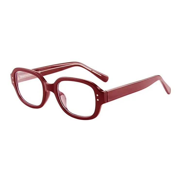 Retro Square Oval Frame Anti Blue Light Glasses Korean Fashion Leopard Red Thick Frame Plain Eyes Female Eye Protection Eyewear