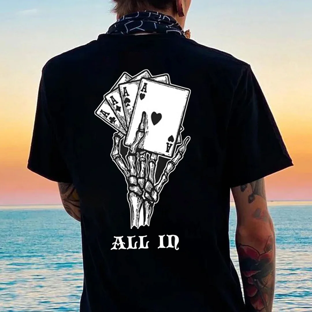 ALL IN Poker ACE Black Print T-shirt