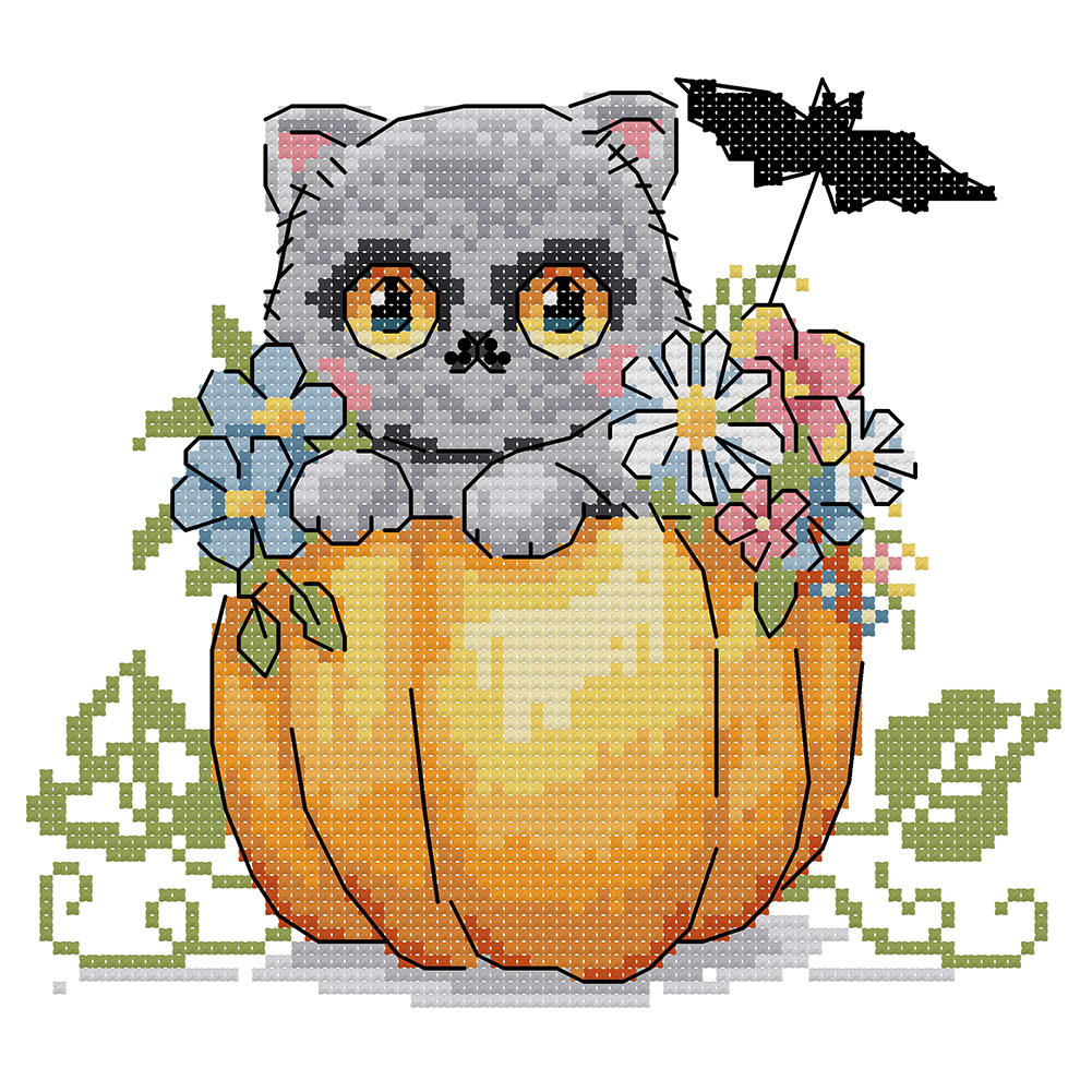 

Halloween cat - 14CT Stamped Cross Stitch - 20*18cm, 501 Original