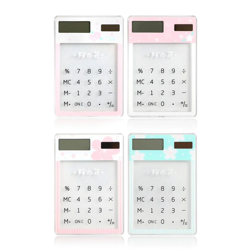 Transparent cute cartoon 8-digit calculator Solar energy mini Portable calculator School Supplies kawaii