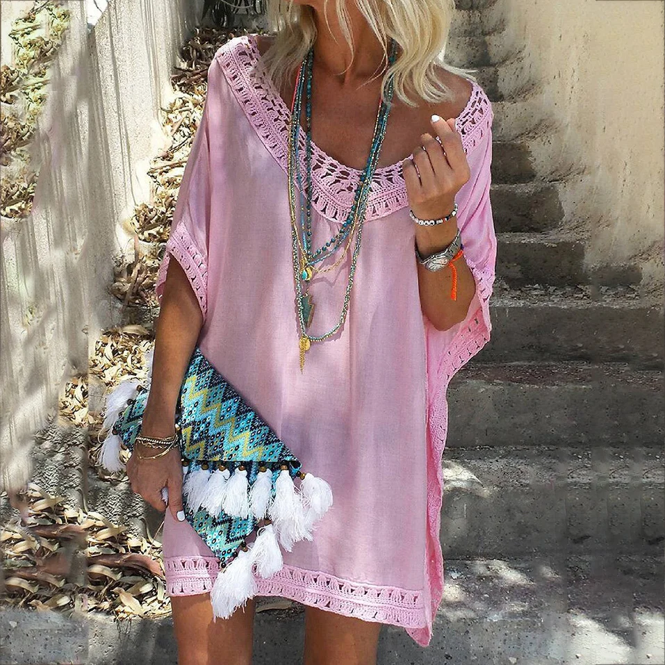 ⚡NEW SEASON⚡Short Sleeve V-neck Beach Dress