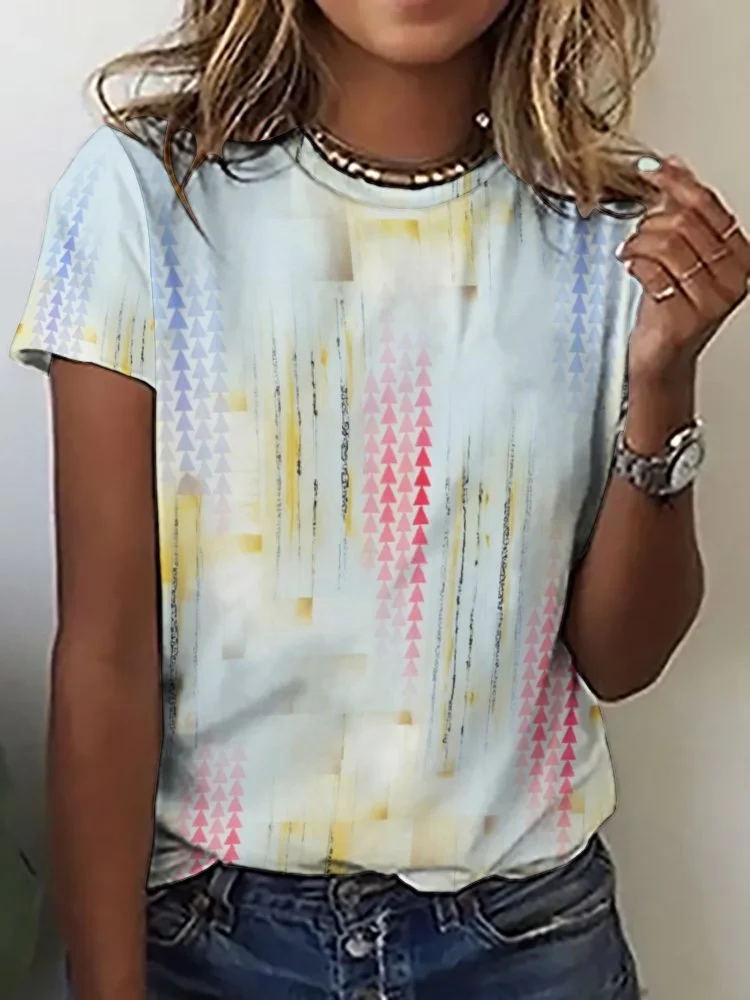 Style & Comfort for Mature Women Printed Short Sleeve Casual T-shirt for  Women and Men Unisex Pattern Green, Blue, Pink, Graffiti