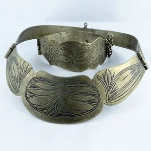 pornhint Pornhint Antique Hmong Tribe Choker NECKLACE and BRACELET Set, hill tribes Thailand, nomadic vintage collar cuff stacking akha, BDSM Fetish gift