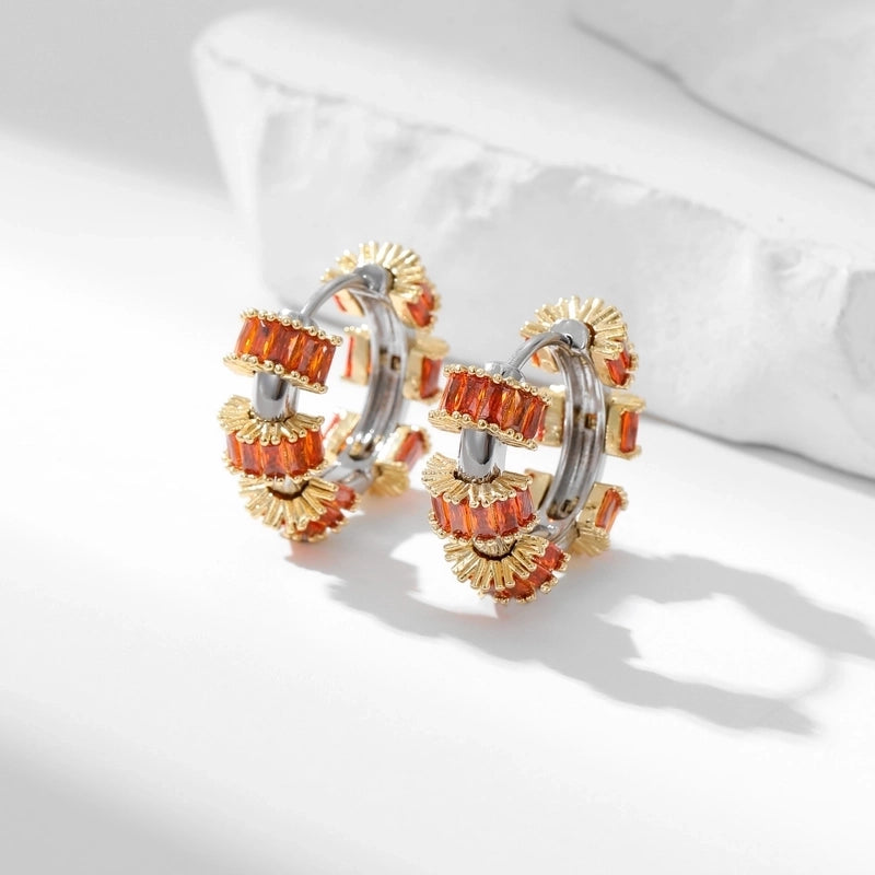 1 Pair Original Design Geometric Copper Zircon Earrings