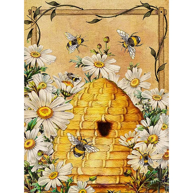 Bees In Vintage Diary 30*40CM (Canvas) Full Round Drill Diamond Painting gbfke