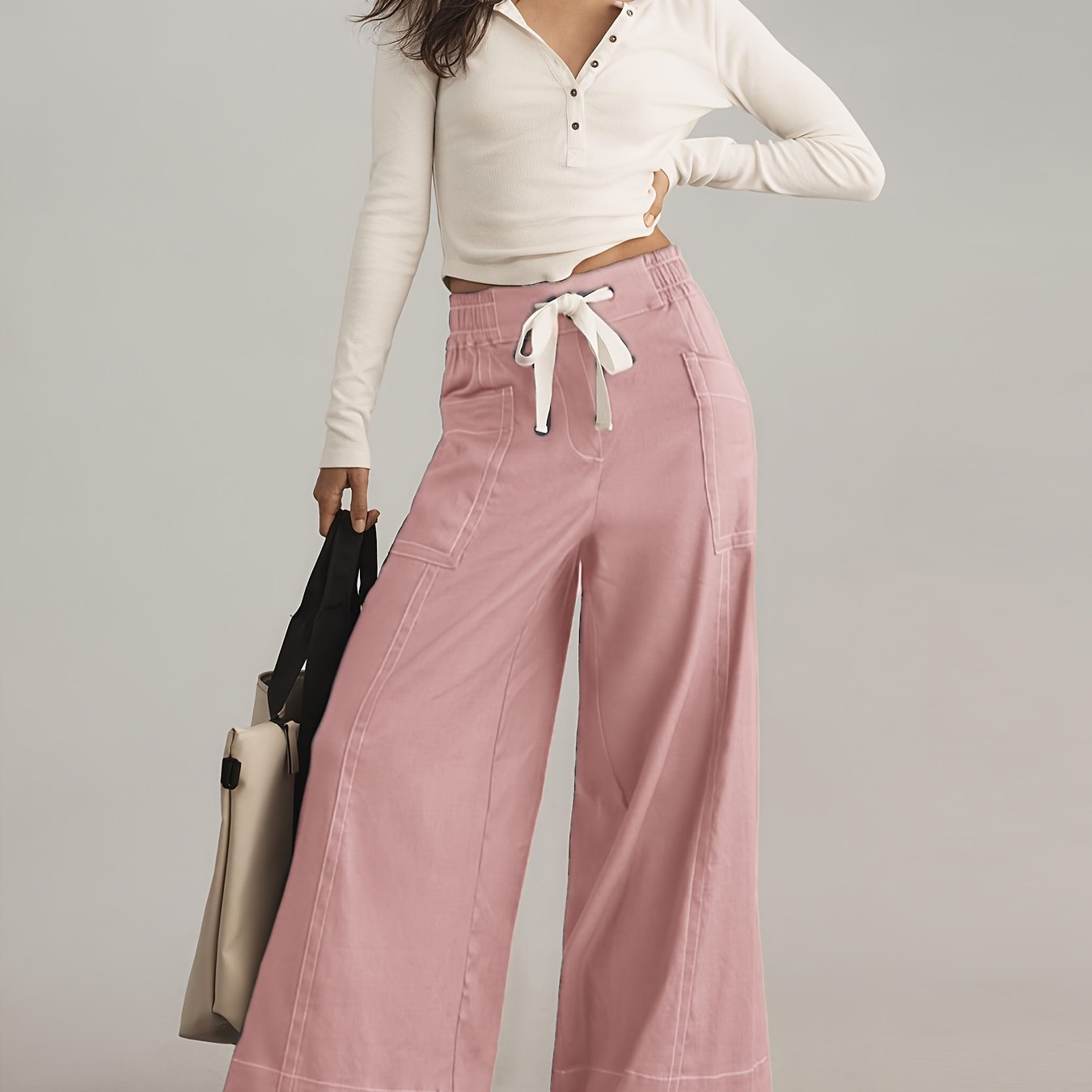 Women's Solid Wide Leg Pants
