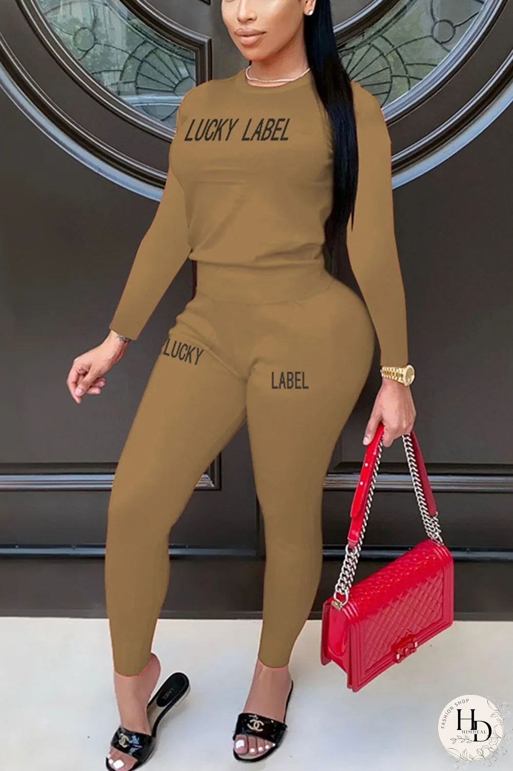 Black Daily Letter Split Joint O Neck Long Sleeve Regular Sleeve Two Pieces