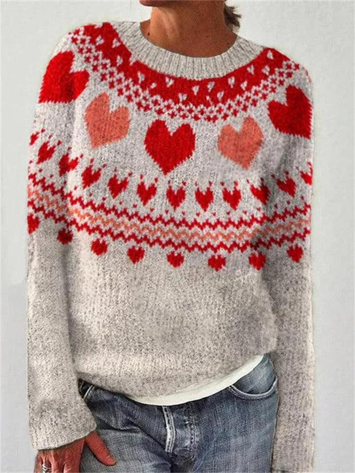 New Sweater Women Round Neck Loose Fashion Knitwear Printed Sweater