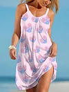 Vacation Seashells Mermaid Sequins Print Slip Dress