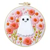 【Limited Stock Sale】Retro Flower Ghost-DIY Embroidery Kit with Pattern Cotton Threads Needles Hoop 25*25cm/9.84*9.84in tapestrymarket