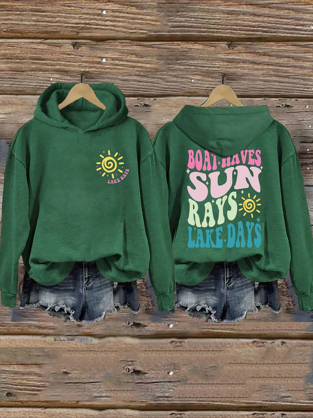 Boat Waves Sun Rays Lake Days Hoodie