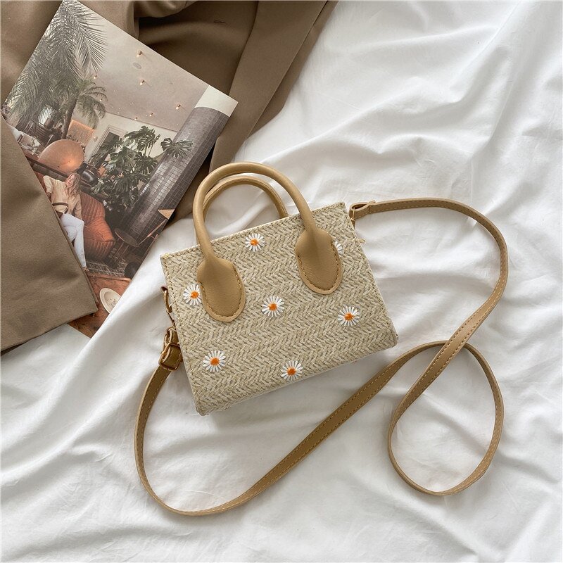 New Ladies Straw Woven Bags Casual Small Fresh Zipper Shoulder Bag Street Trend Messenger Female Bag Handbags for Women 2021 US Mall Lifes