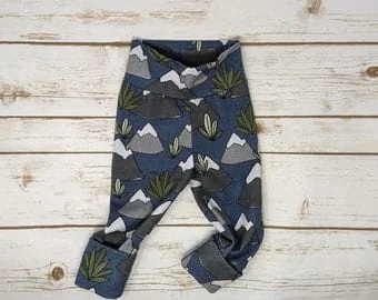 Pornhint Burlap Mountains Grow With Me Slim Fit Pants Leggings Joggers - Baby Pants - Baby Leggings - Toddler Clothes Children's Clothes Baby Clothes