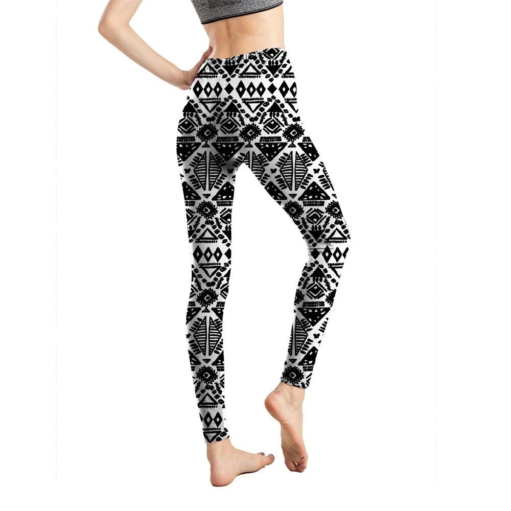 Uveng Milk Silk Printed Abstract Letter Cropped Leggings