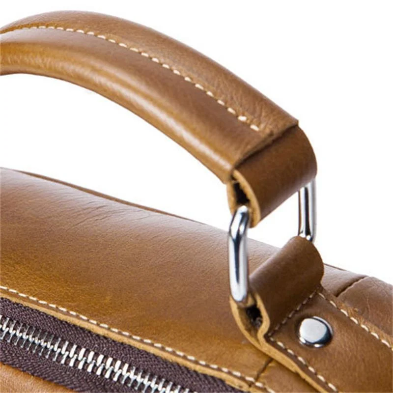 Classic Comfortable Handle Side Pocket Leather Crossbody Bag Handbag For Men
