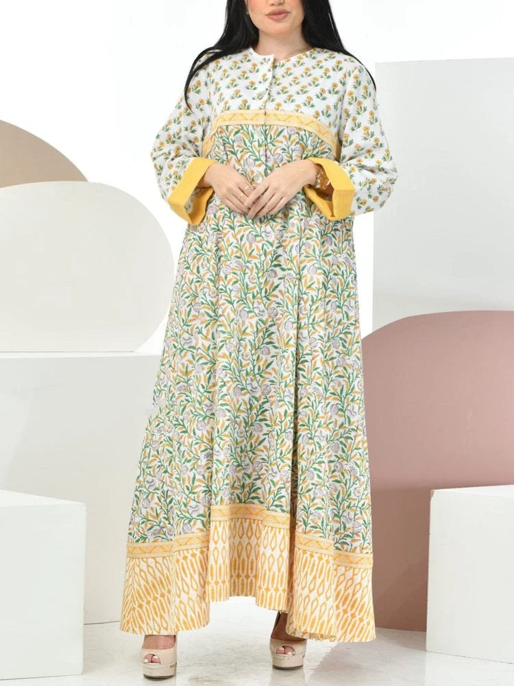 Uveng Plus-sized Loose V-neck Hip Hop Lengthened Dresses