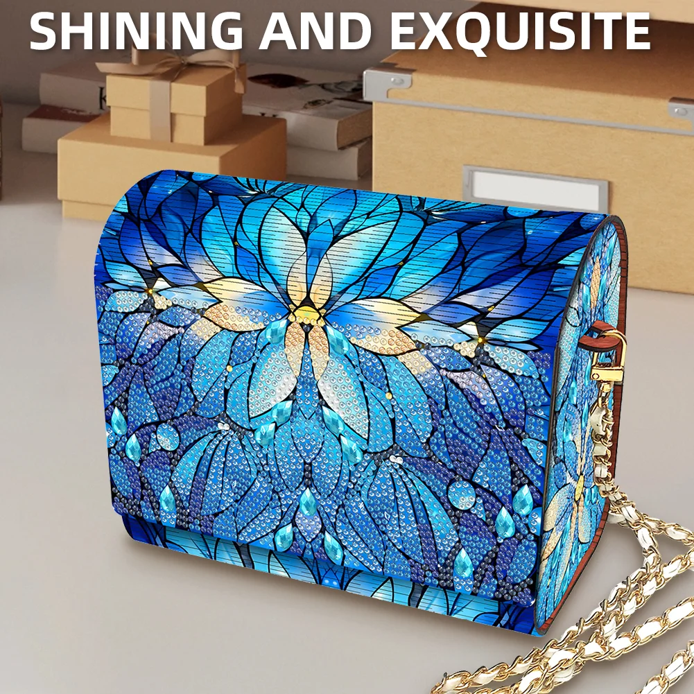 DIY Mandala Diamond Art Wooden Coin Pouch with Chain 5D Diamond Painting Purse