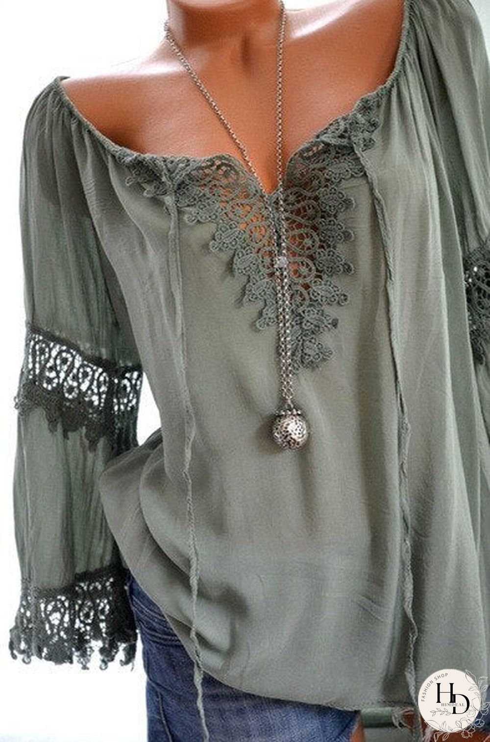 High quality large size loose women blouses summer blouses lace top fashion casual V-neck long sleeve women shirts