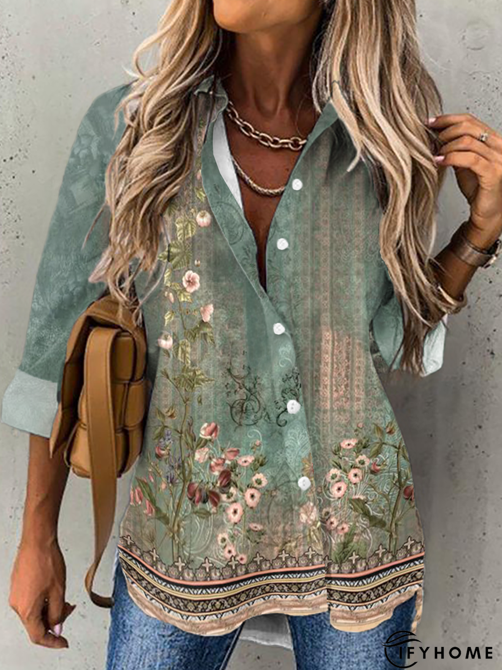 Floral Casual Long Sleeve Tunic Blouse | IFYHOME