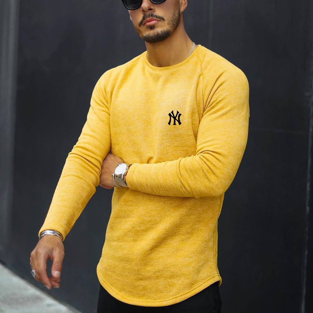 Casual Solid Color Round Neck Long Sleeve T-shirt