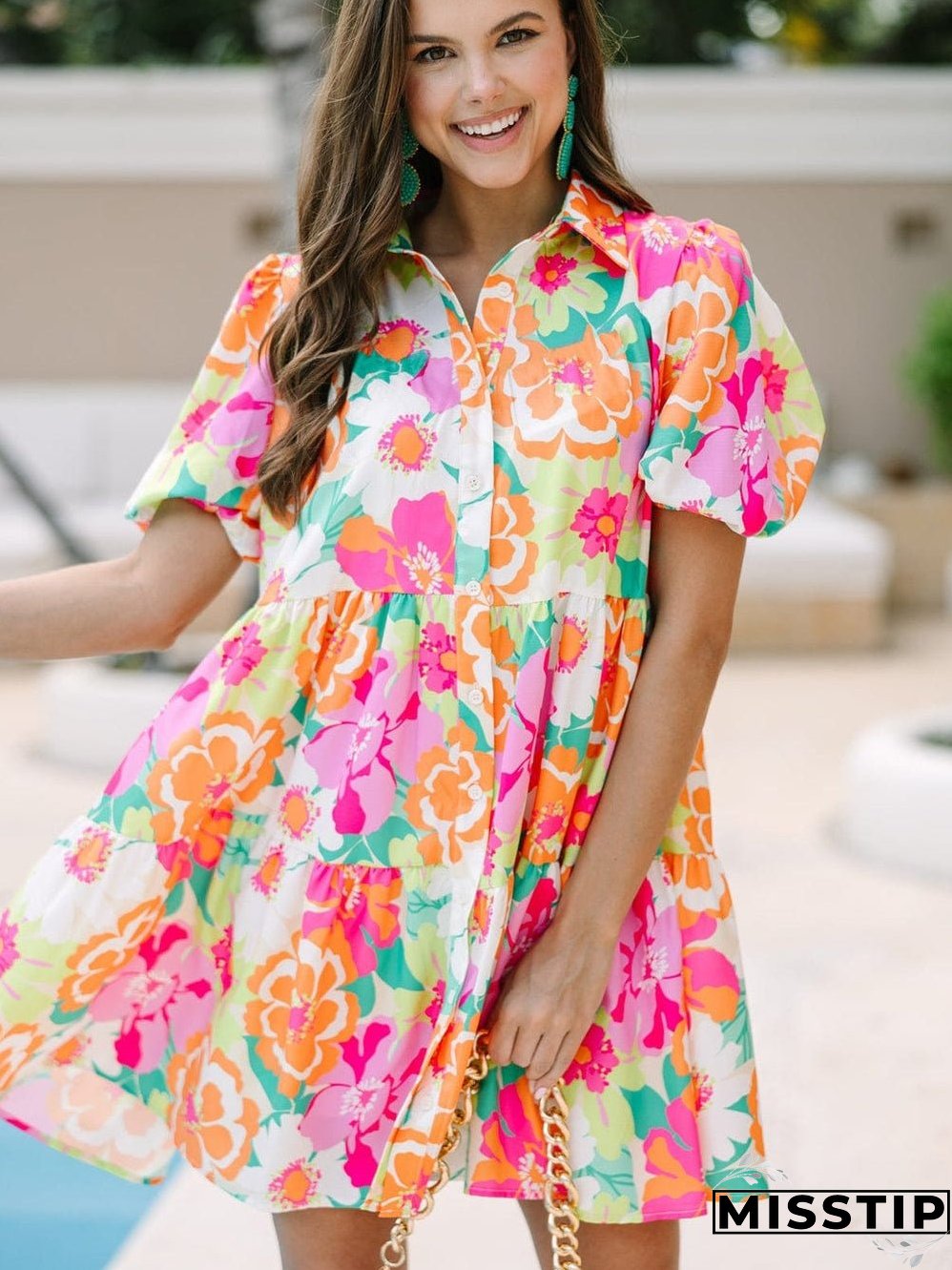 Charming Floral Print Dress
