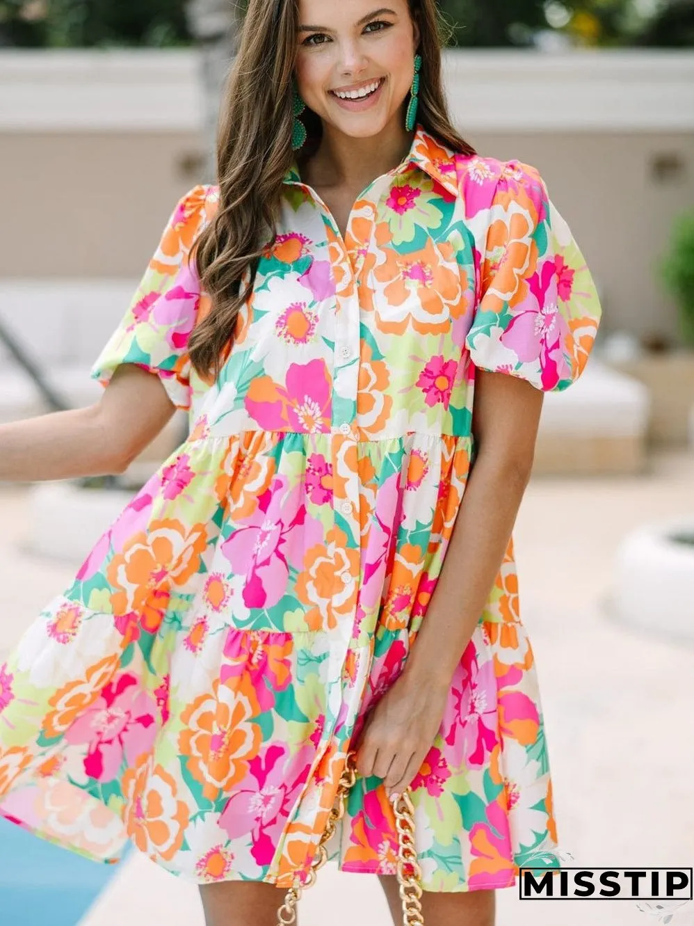 Charming Floral Print Dress