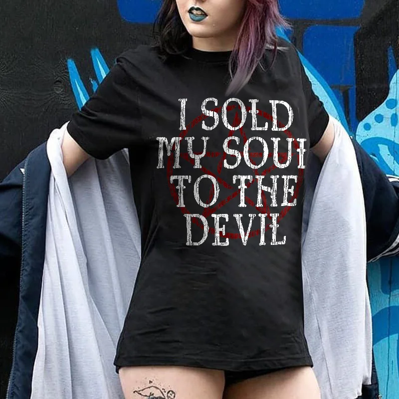 I Sold My Soul To The Devil Printed Women's T-shirt -  