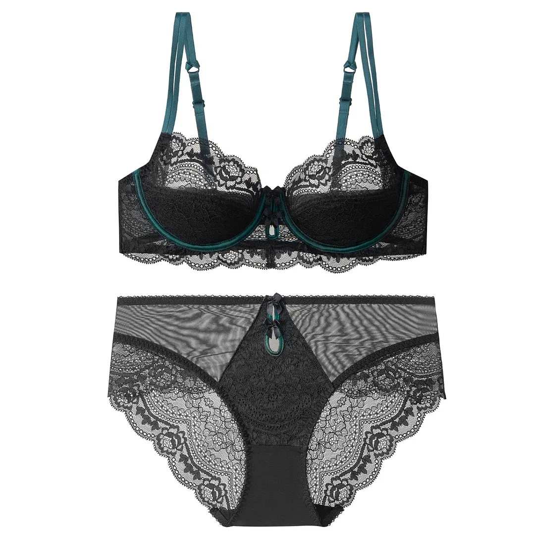 Churchf French Sexy Red Lace Underwear Ultra-Thin Pure Desire Big Bra Show Small Life Year Together Bra Bra