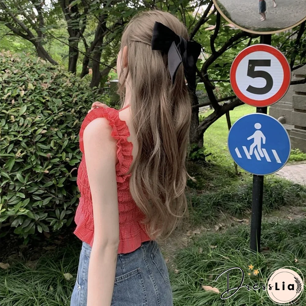 Camisole Women Folds Solid Breathable Summer Sleeveless Cropped Tank Tops Basic Sweet Ulzzang Stylish Hot Sale Mujer Chic Camis