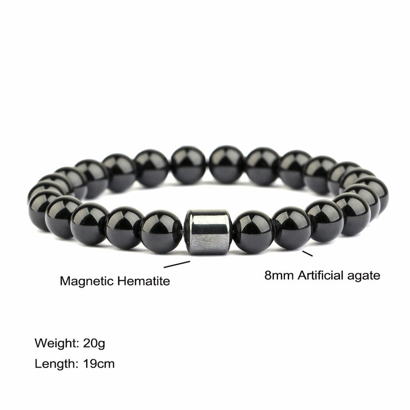 Natural Stone Beaded Bracelet Europe And America Hot Selling Men’s Volcanic Stone Magnetic Black Gallstone Beaded Bracelet