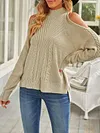Fashion Solid Color Strapless Stand Collar Knitting Sweater