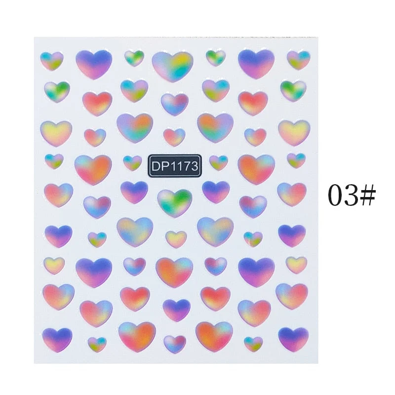 Nail Art 3D Stickers Black White Gold Love Hearts Pattern Nail Decals Manicures Nails Design Adhesive Wraps Tip Decoration