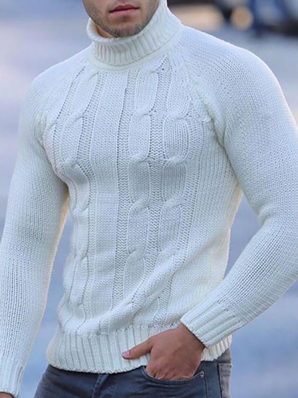 Men's fashion high collar pure color sweater
