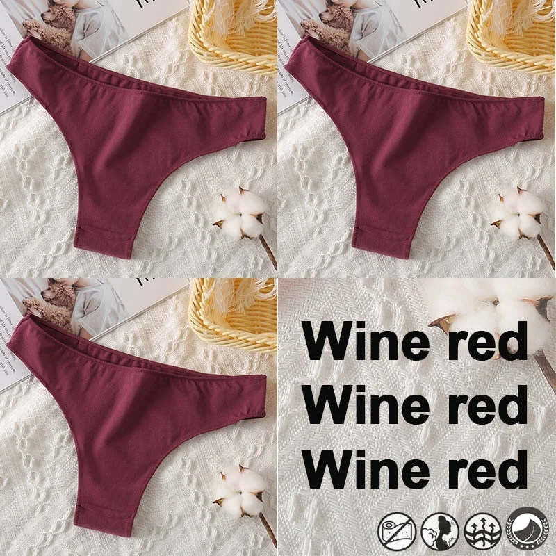 M-XXL Cotton Panties Women's Thong Briefs Cotton Underwear Sexy Lingerie Panties Female Underpants G-String Girl Pantys 3PCS/Set