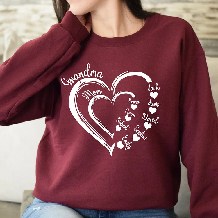 Custom Grandma Heart Sweatshirt 