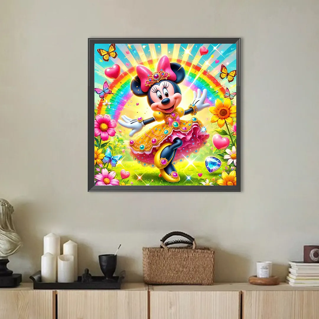 Rainbow Garden Minnie Full DIY 5D Round Drill Diamond Painting Kits for Adults/Beginners Home Decor Diamond Dots Paintings Picture Arts Craft 30x30cm