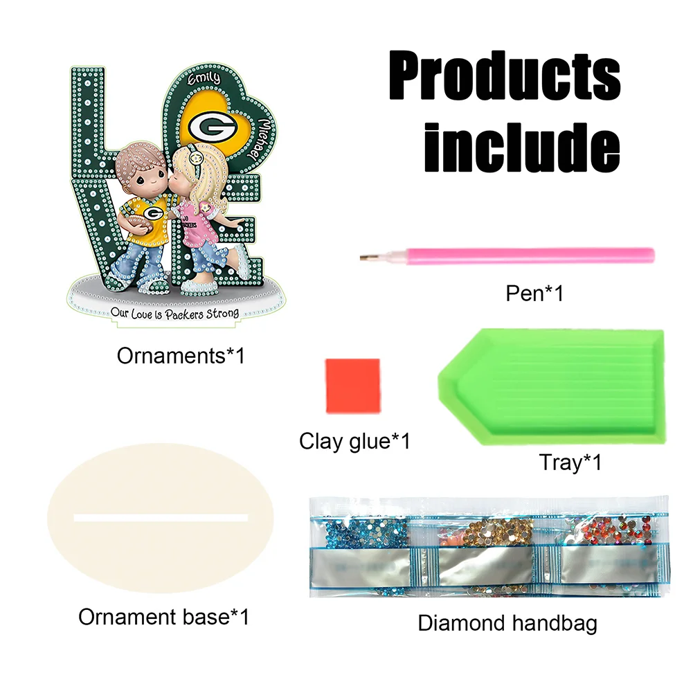 DIY LOVE Green Bay Packers Wooden Special Shape Diamond Painting Desktop Ornaments for Home Decor