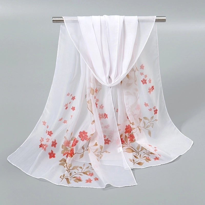 Women’s Sweet Flower Chiffon Printing Silk Scarf