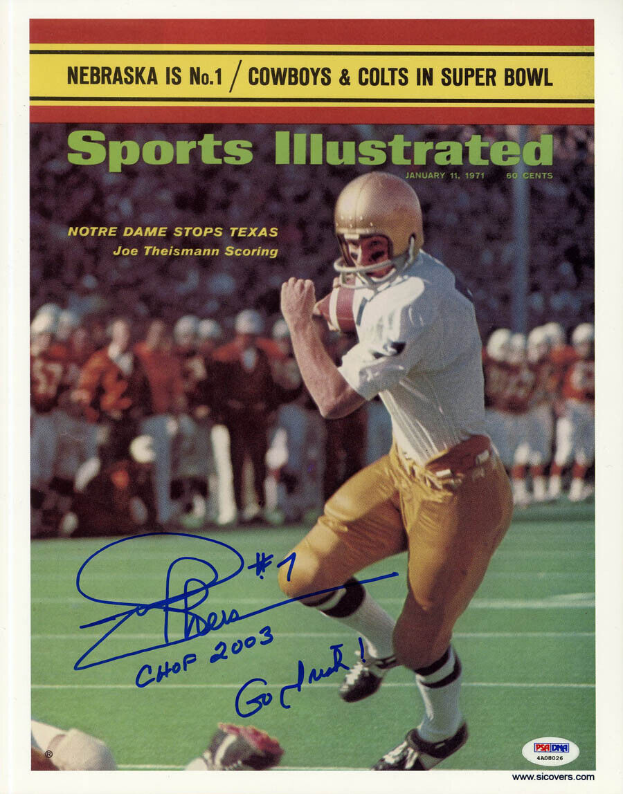 Joe Theismann SIGNED Sports Illustrated Print Notre Dame ITP PSA/DNA AUTOGRAPHED