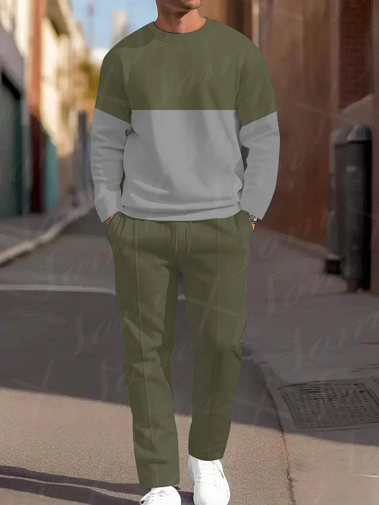 Men Casual Printed Hoodied and Pants Suit
