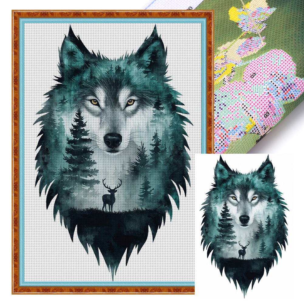 Silhouette Wolf Full 11CT Pre-stamped Canvas(40*60cm) Cross Stitch