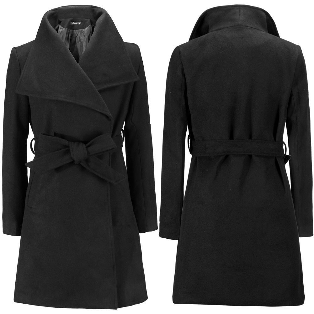 Large lapel long sleeve coat